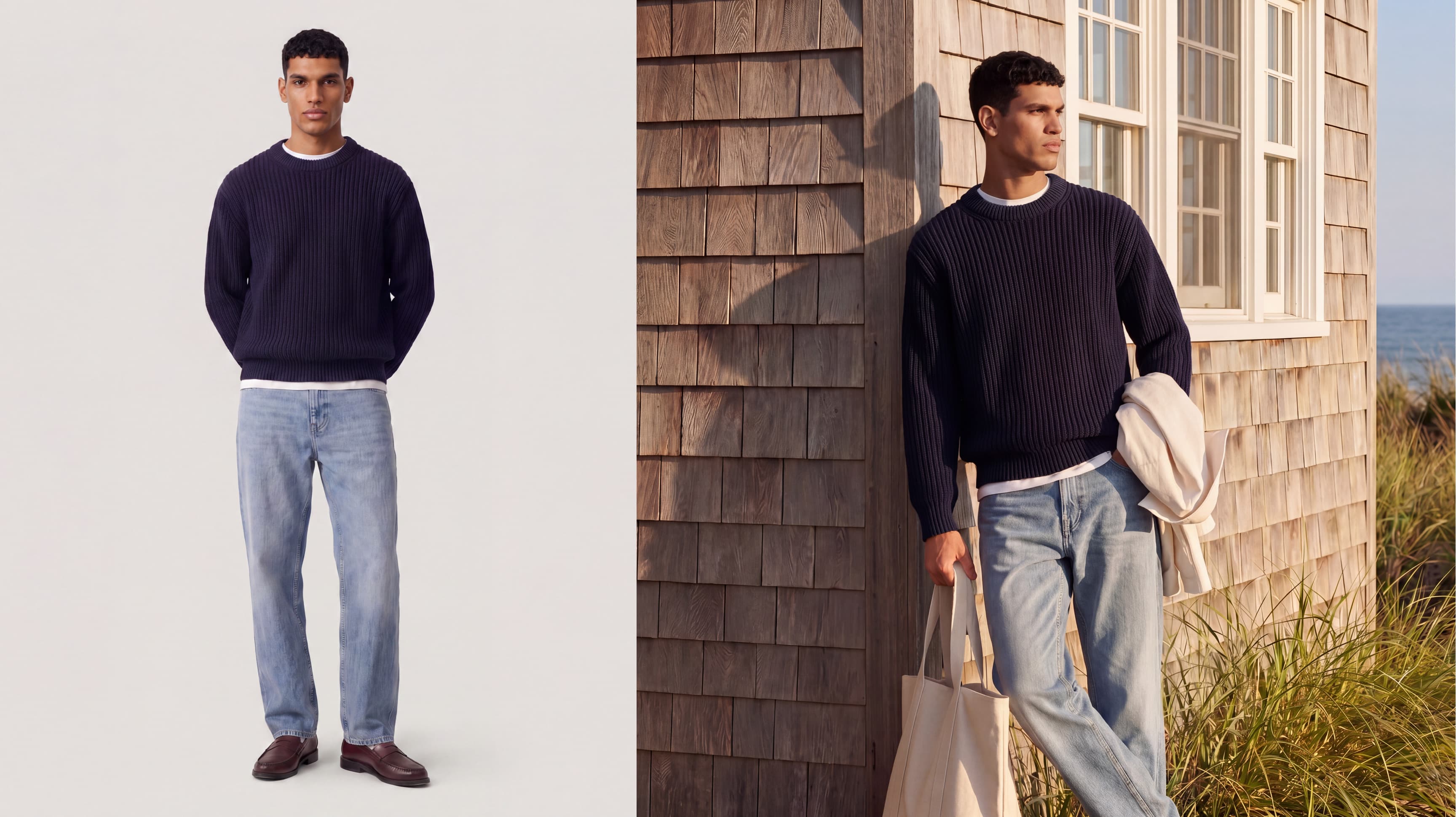 A produced look from a single studio shot, self-served on the platform
